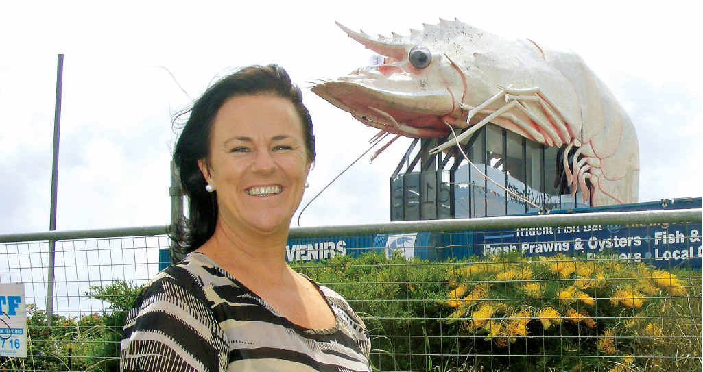 BIG NEWS: President of Ballina Tourism and Hospitality Inc, Leanne Cawley, welcomes news the Big Prawn at Ballina has been saved. BIG NEWS: President of Ballina Tourism and Hospitality Inc, Leanne Cawley, welcomes news the Big Prawn at Ballina has been saved.